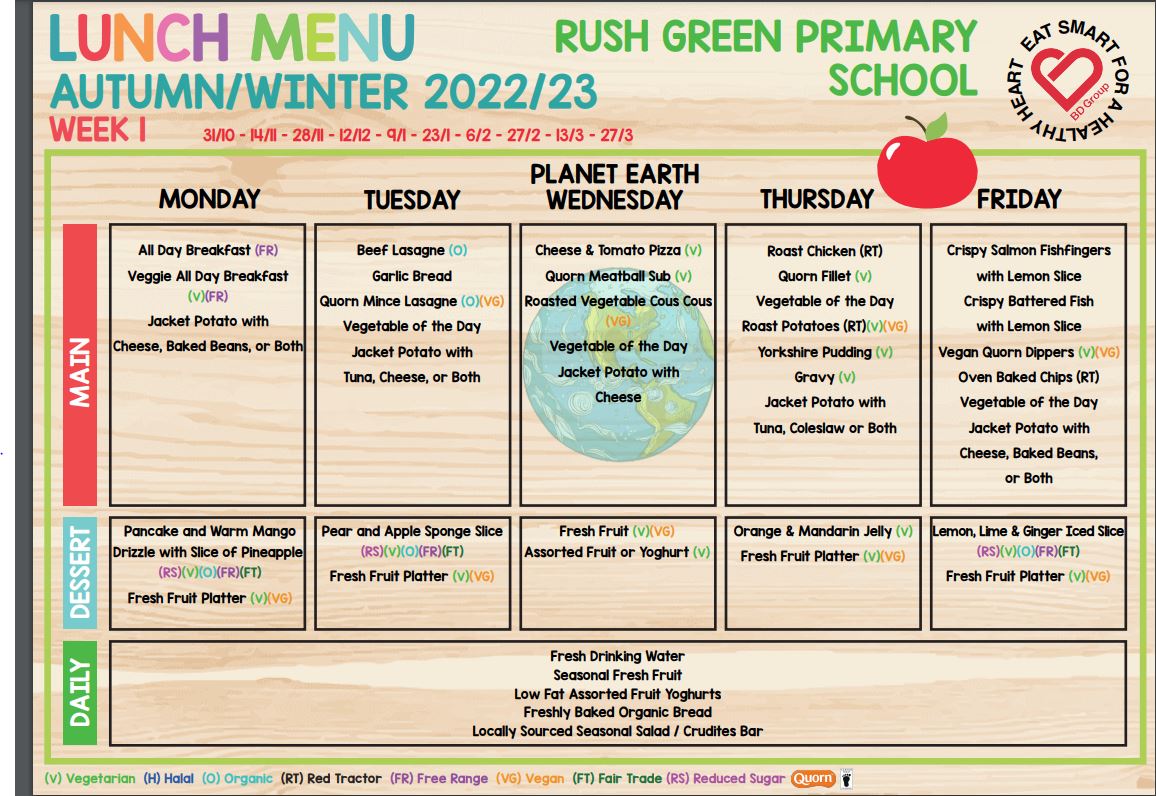 Lunch Menu : Rush Green Primary School