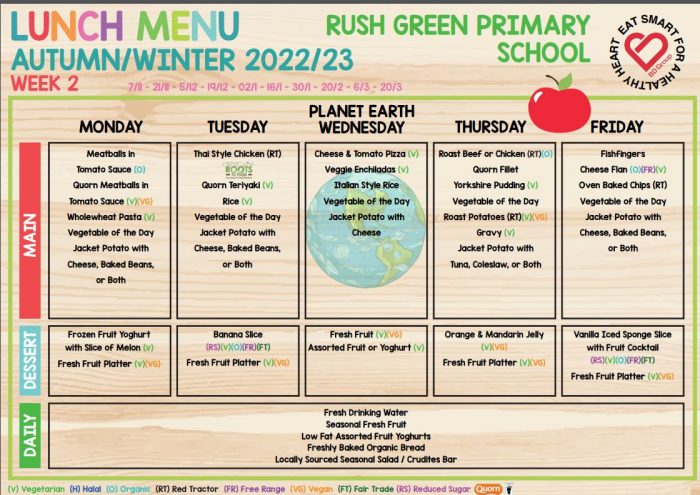 Lunch Menu : Rush Green Primary School