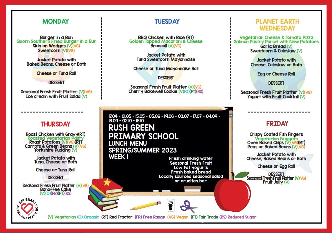 Lunch Menu : Rush Green Primary School